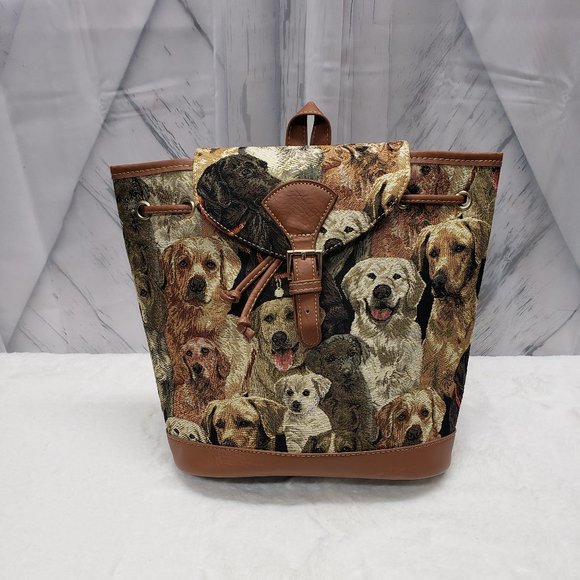 Sainty Handbags - Sainty Dog Motif Tapestry Backpack